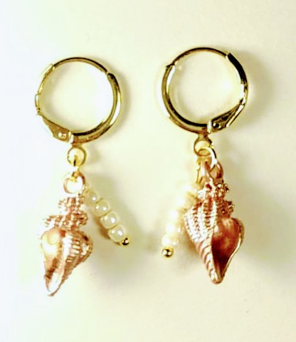 Roze schelpjes oorbellen