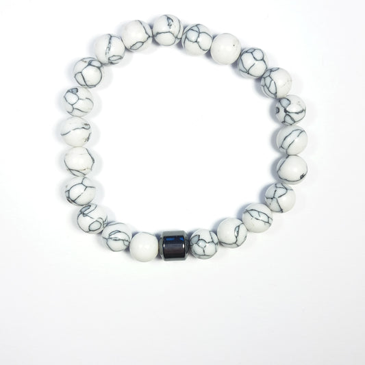 Witte howliet edelsteen armband